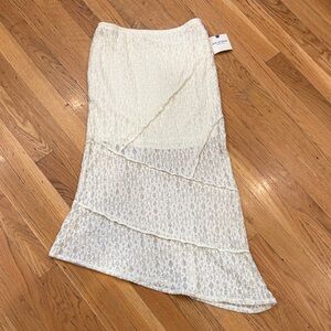 American Eagle Outfitters Cream Asymmetrical Lace Skirt